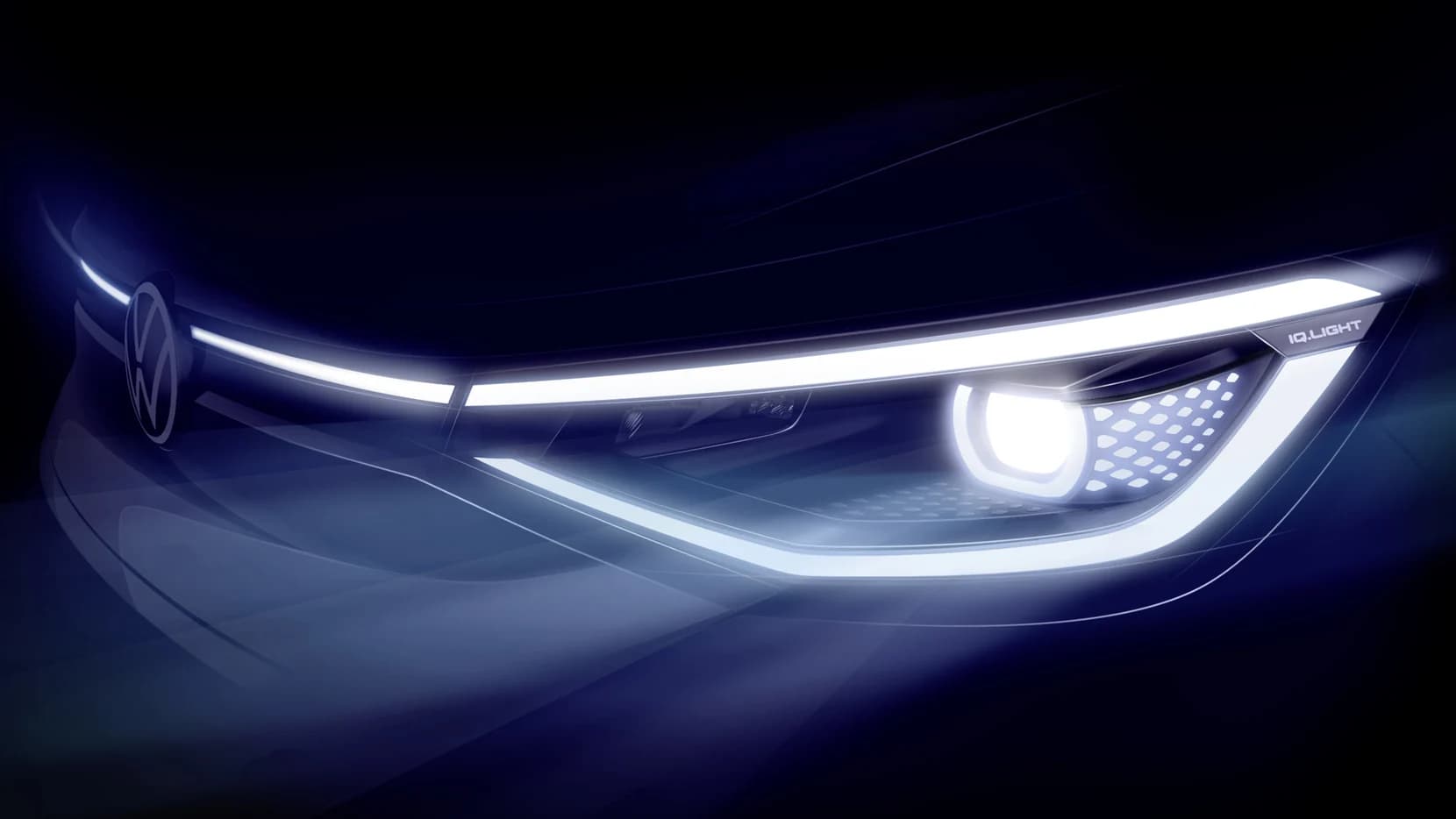 Farol dianteiro em LED do Volkswagen ID.4 aceso