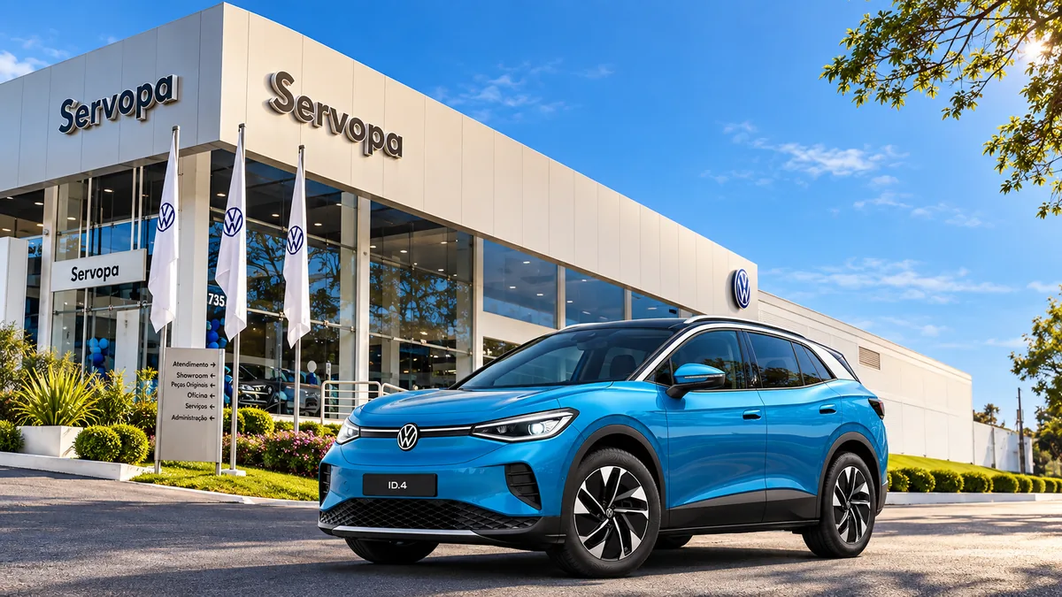 Volkswagen ID.4 em frente à concessionária Servopa
